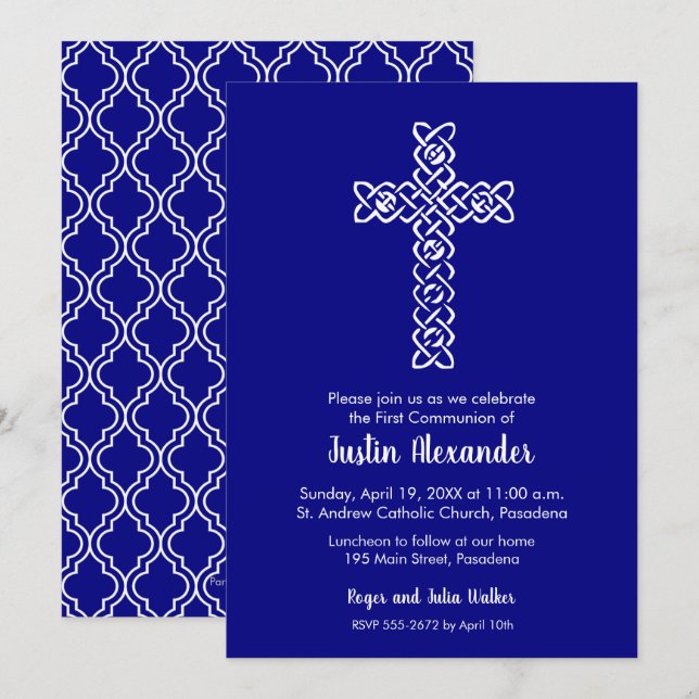 Invitaciones a la primera comunión de la Marina Az (Anverso / Reverso)