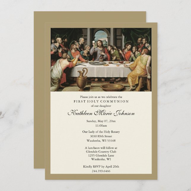 Invitaciones a la Primera Comunión del Jesús Catól (Anverso / Reverso)