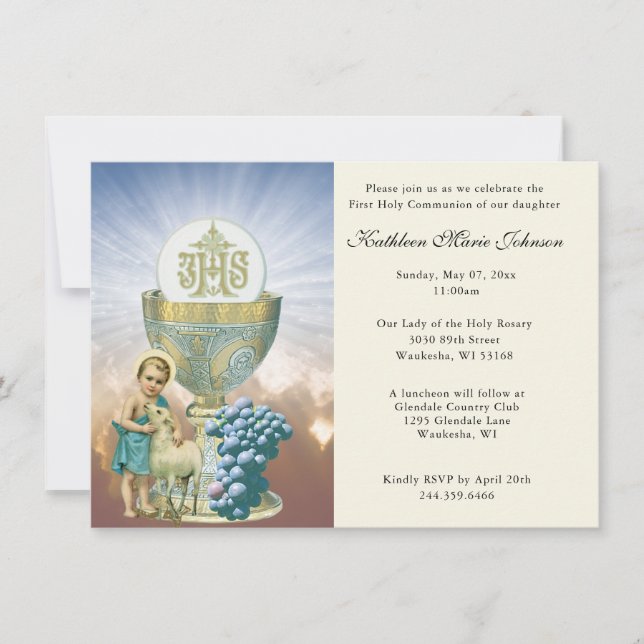 Invitaciones a la Primera Comunión del Jesús Catól (Anverso)