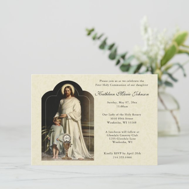 Invitaciones a la Primera Comunión del Jesús Catól (Anverso de pie)