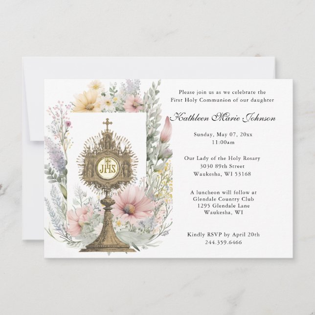 Invitaciones a la Primera Comunión del Jesús Catól (Anverso)