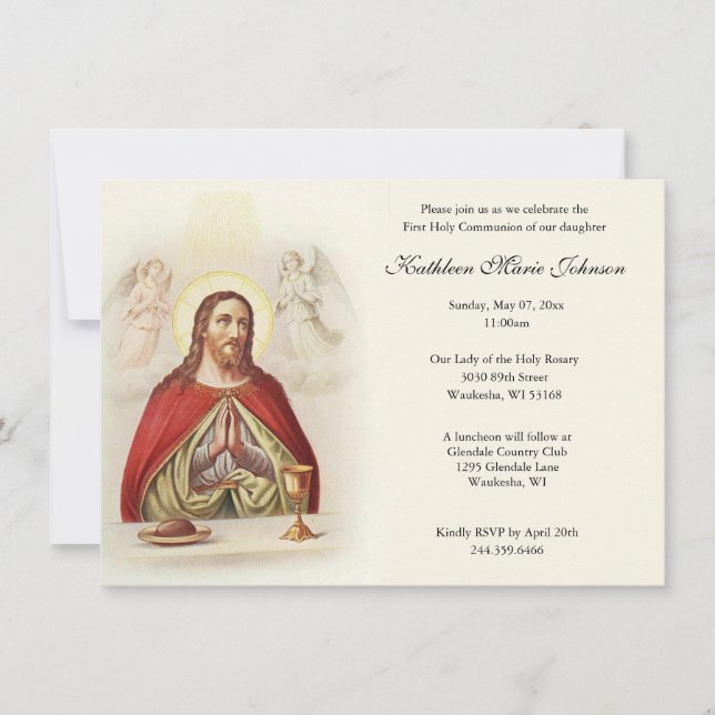 Invitaciones a la Primera Comunión del Jesús Catól (Anverso)