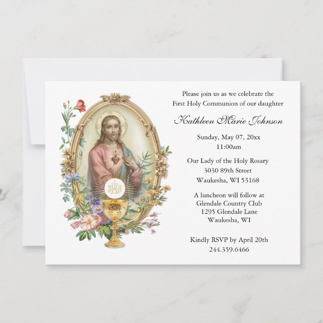 Invitaciones a la Primera Comunión del Jesús Catól (Anverso)