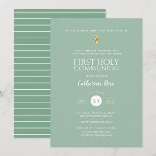 Invitaciones a la Primera Comunión Sage Green