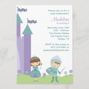 Invitaciones a la Princesa verde azulada y Lavende