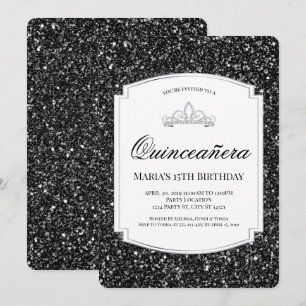 Invitaciones a la Purpurina negra Quinceañera