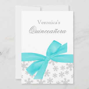 Invitaciones a la Quinceanera de Bow Verde azulado