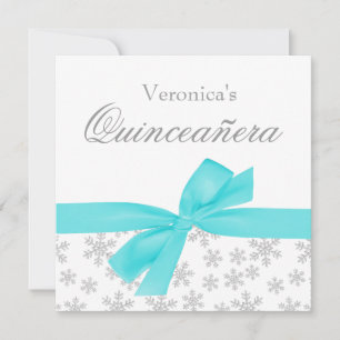 Invitaciones a la Quinceanera de Bow Verde azulado