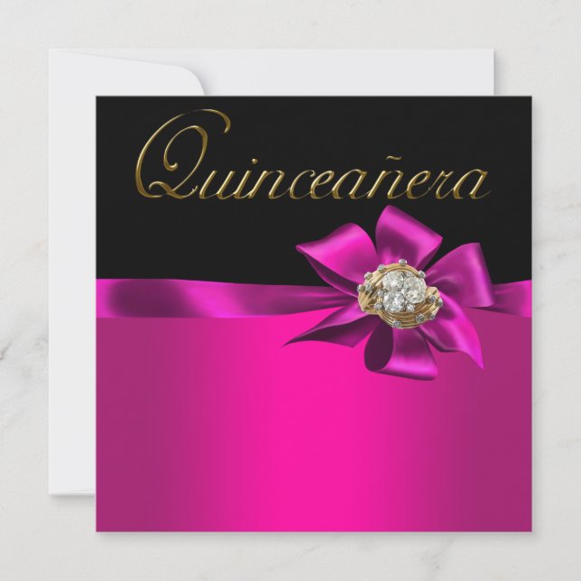 Invitaciones a la Quinceanera de la Fuchsia de col (Anverso)