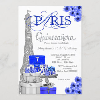 Invitaciones a la Quinceanera de la Plata Azul Rea