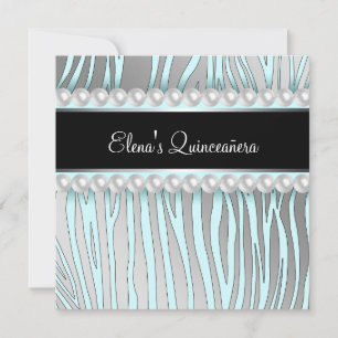 Invitaciones a la Quinceanera de Pearls Verde azul