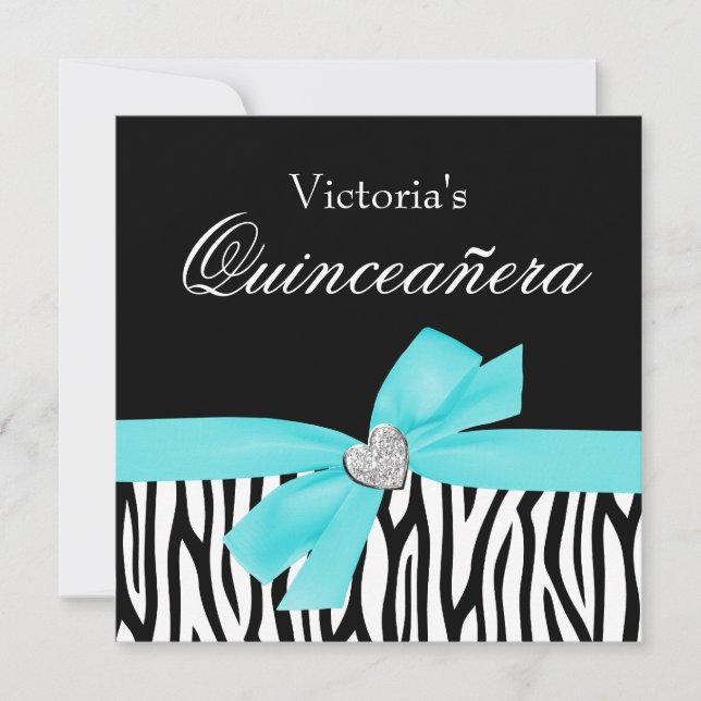 Invitaciones a la Quinceanera del diamante de cebr (Anverso)