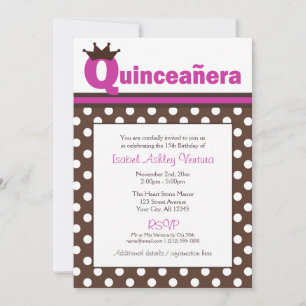 Invitaciones a la Quinceañera del Punto Polka Marr