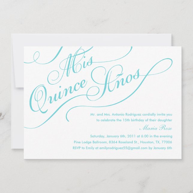 Invitaciones a la quinceañera elegante y blanca (Anverso)