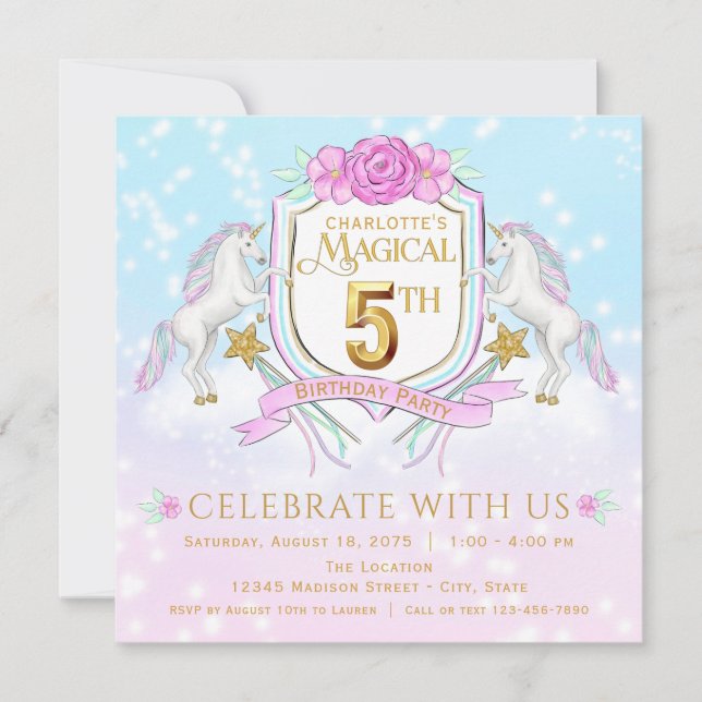 Invitaciones a la quinta fiesta de cumpleaños de u (Anverso)