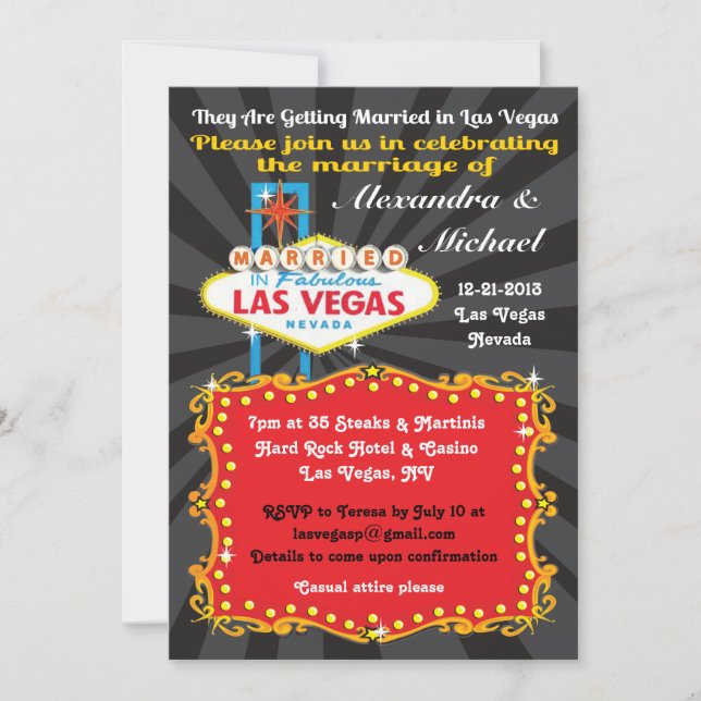 Invitaciones a la recepción de bodas de Las Vegas (Anverso)