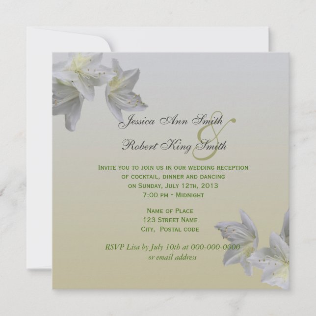 Invitaciones a la recepción de la boda de flores d (Anverso)