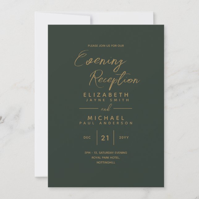 Invitaciones a la recepción por la noche Boda de O (Anverso)
