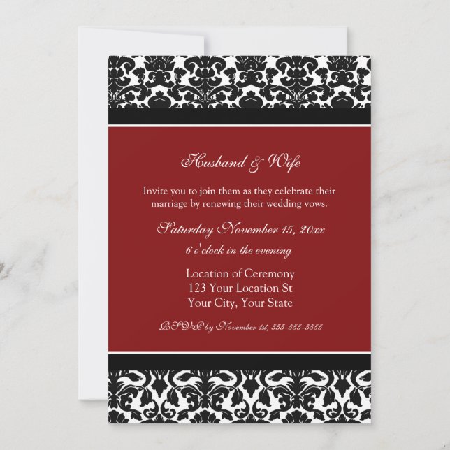 Invitaciones a la renovación de la promesa de matr (Reverso)
