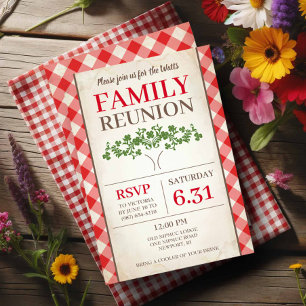 Invitaciones a la Reunión de la Familia Rustic Red