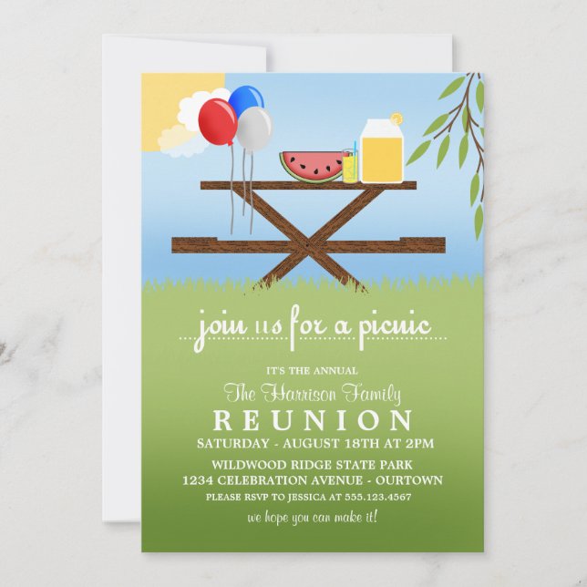 Invitaciones a la Reunión Familiar del Pícnic de V (Anverso)