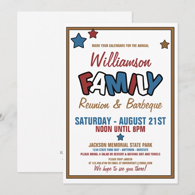 Invitaciones a la Reunión Familiar Divertida (Anverso / Reverso)