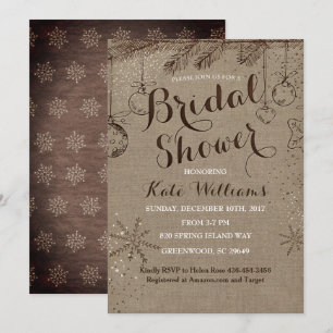 Invitaciones a la Rustic Kraft Winter Bridal Showe