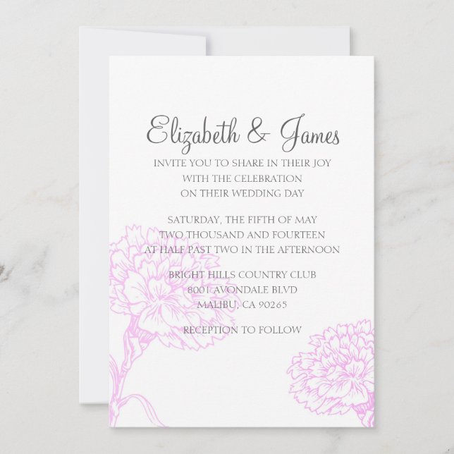 Invitaciones a la simple boda de flores modernas (Anverso)