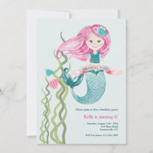 Invitaciones a la sirena de cumpleaños