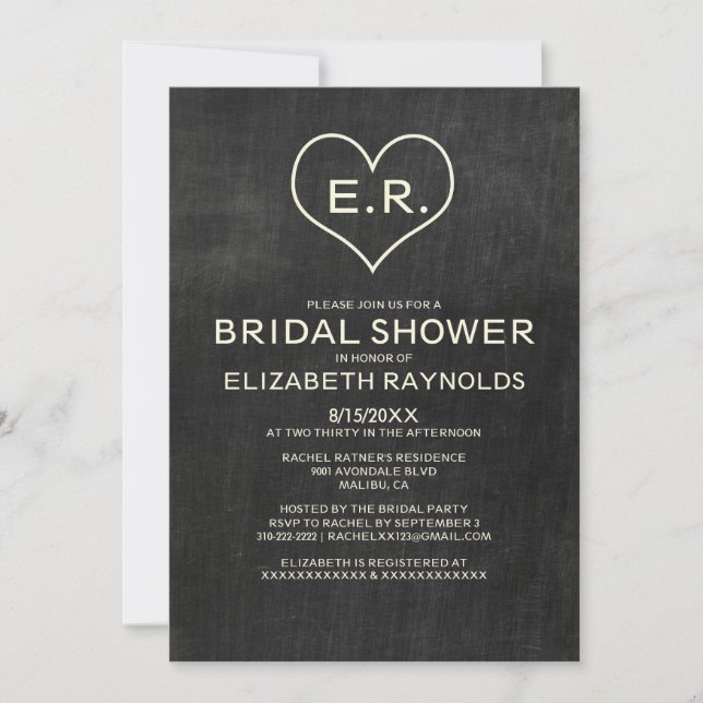 Invitaciones a la Slate Bridal Shower (Anverso)