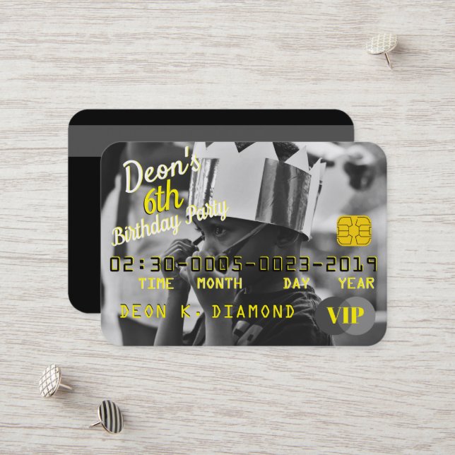 Invitaciones a la tarjeta de crédito VIP de cumple (Anverso/Reverso In Situ)