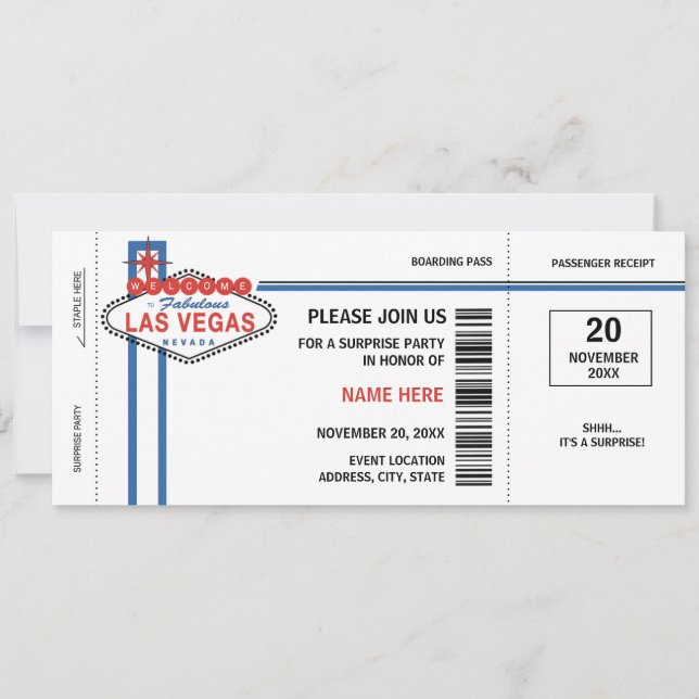 Invitaciones a la tarjeta de embarque de Las Vegas (Anverso)