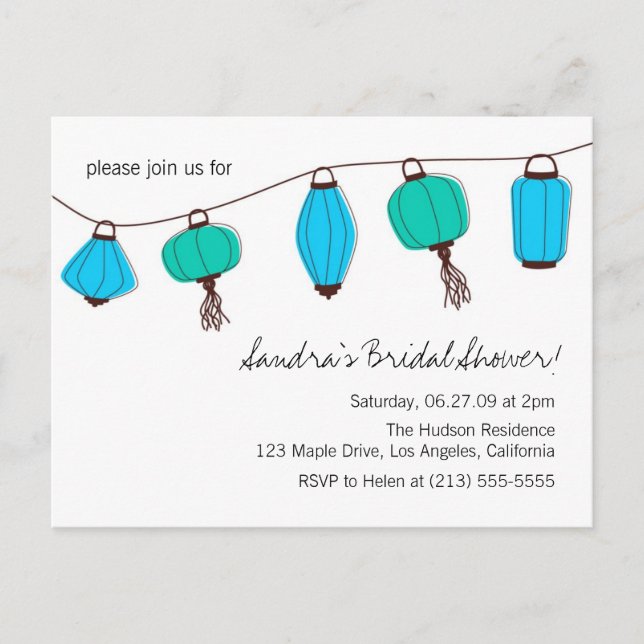 Invitaciones a la tarjeta postal Blue Green China  (Anverso)