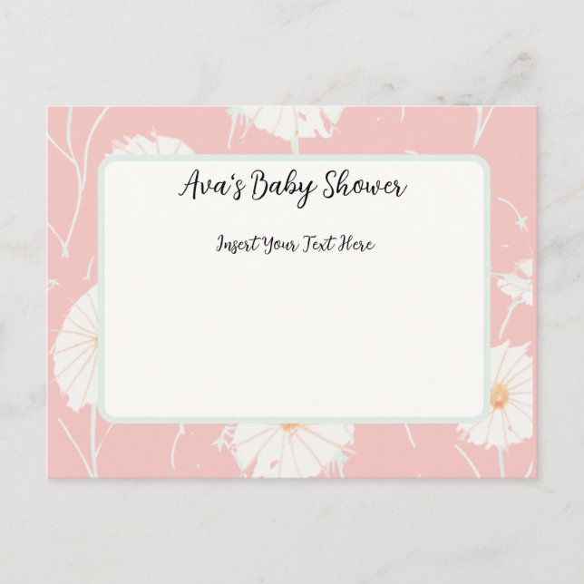 Invitaciones a la tarjeta postal rosa Dandelion Pu (Anverso)