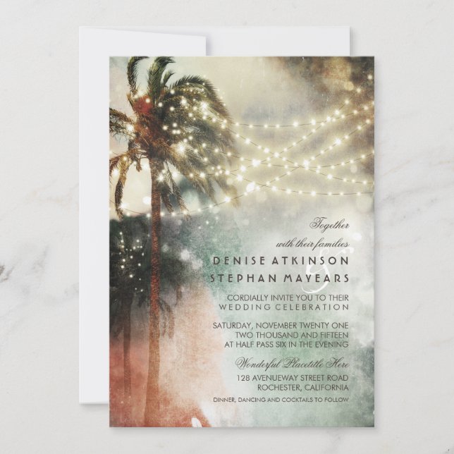 Invitaciones a la vieja boda de la playa de Vintag (Anverso)