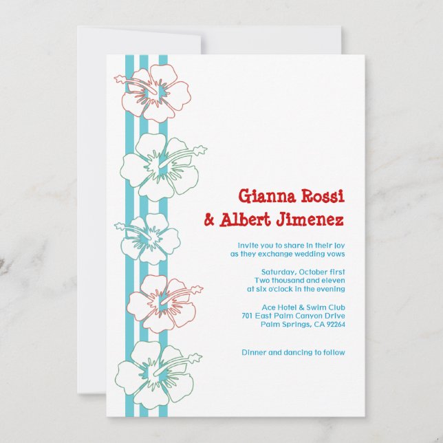 Invitaciones a las flores de Hibiscus| Boda| Cumpl (Anverso)