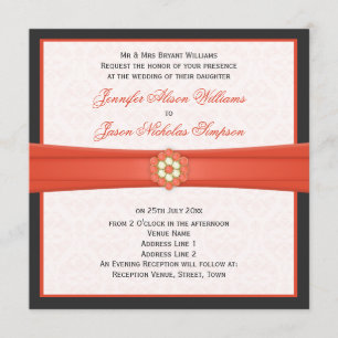 Invitaciones a las joyas Bodas gris y tangerinas