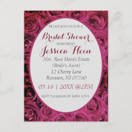 Invitaciones a las rosas rosadas de la ducha de no