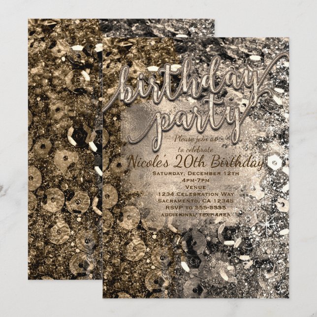 Invitaciones a las secuelas de la fiesta de cumple (Anverso / Reverso)