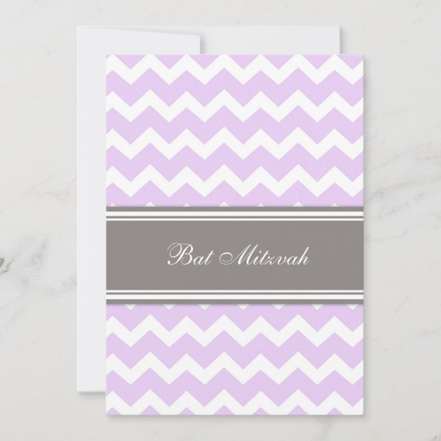 Invitaciones a Lilac Grey Chevron Bat Mitzvah (Anverso)
