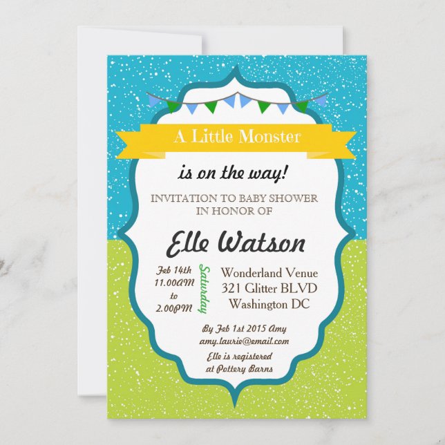 Invitaciones a Little Monster Baby Shower (Anverso)