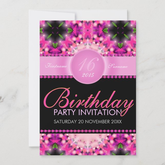 Invitaciones a los 16 cumpleaños de Sweet Candy Pi (Anverso)
