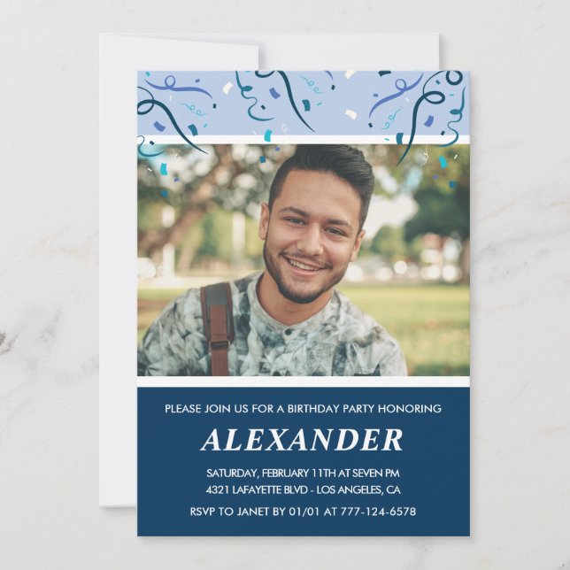 Invitaciones a los 24 años de los hombres Foto Mar (Anverso)