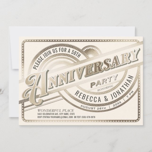 Invitaciones a los 50 años Bodas de oro blancas (Anverso)