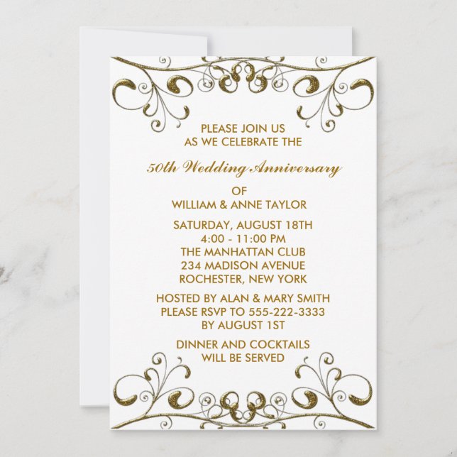 Invitaciones a los 50 años de los Bodas de Gold Sw (Anverso)
