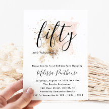 Invitaciones a los 50 Años Rosado Y Oro