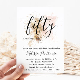 Invitaciones a los 50 Años Rosado Y Oro