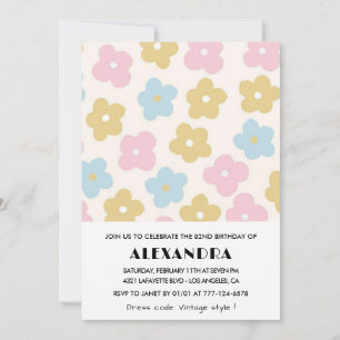 Invitaciones a los 82 años con flores retro