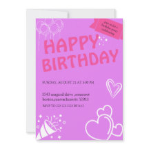 Invitaciones a los Bliss de cumpleaños Pastel Pink