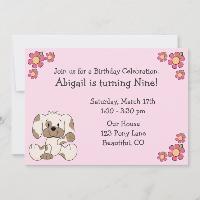 Invitaciones a los Chicas por cumpleaños de perros (Anverso)